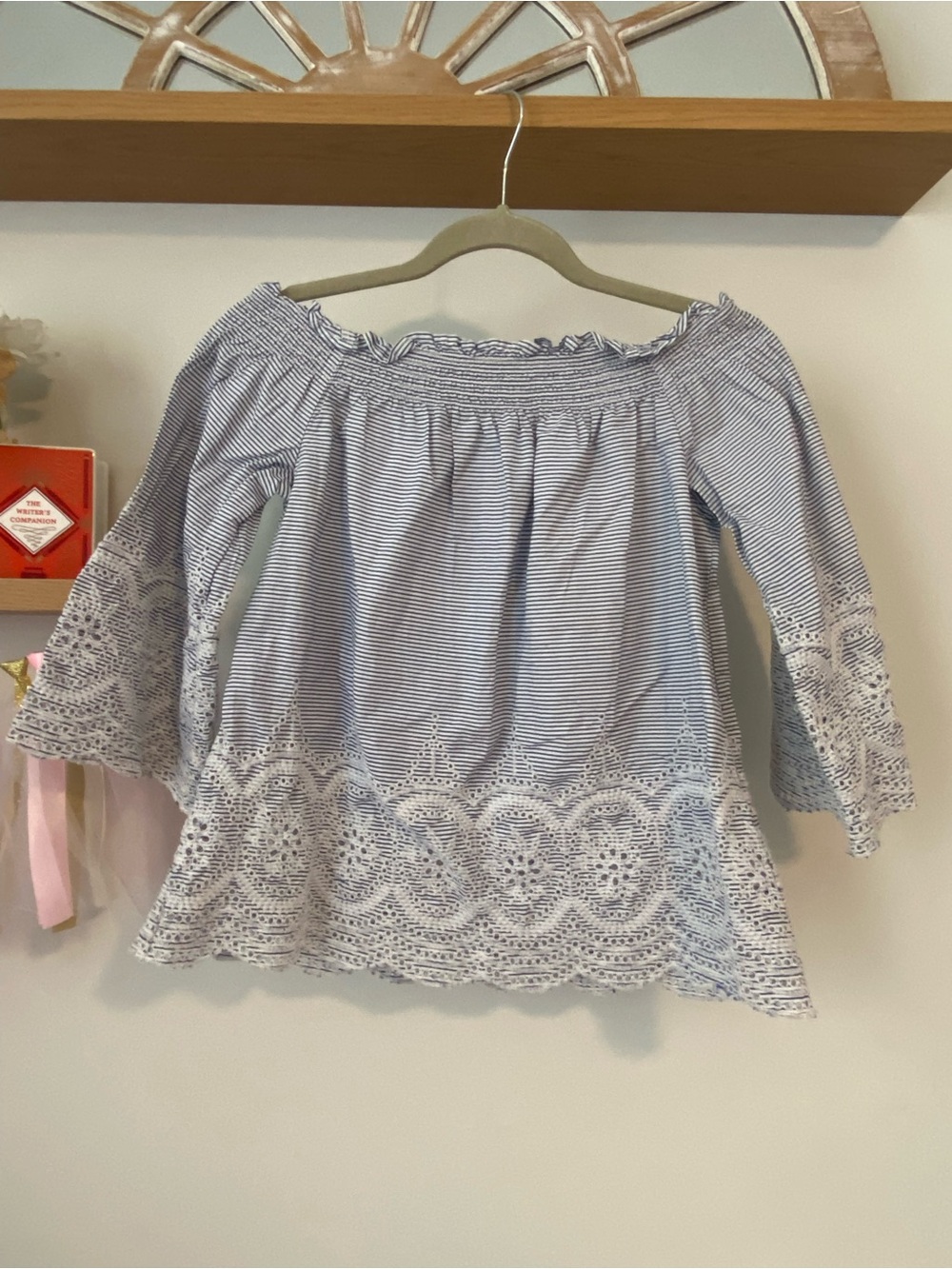 crown & ivy Off-Shoulder Top with Crochet Eyelet Trim